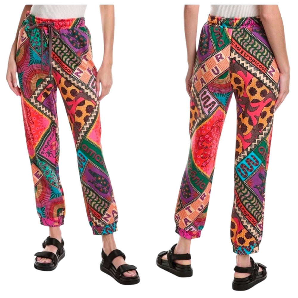 FARM Rio Dotted Scarf Patch Tropical Mix Sweatpants | Small | Vibrant Amazonia